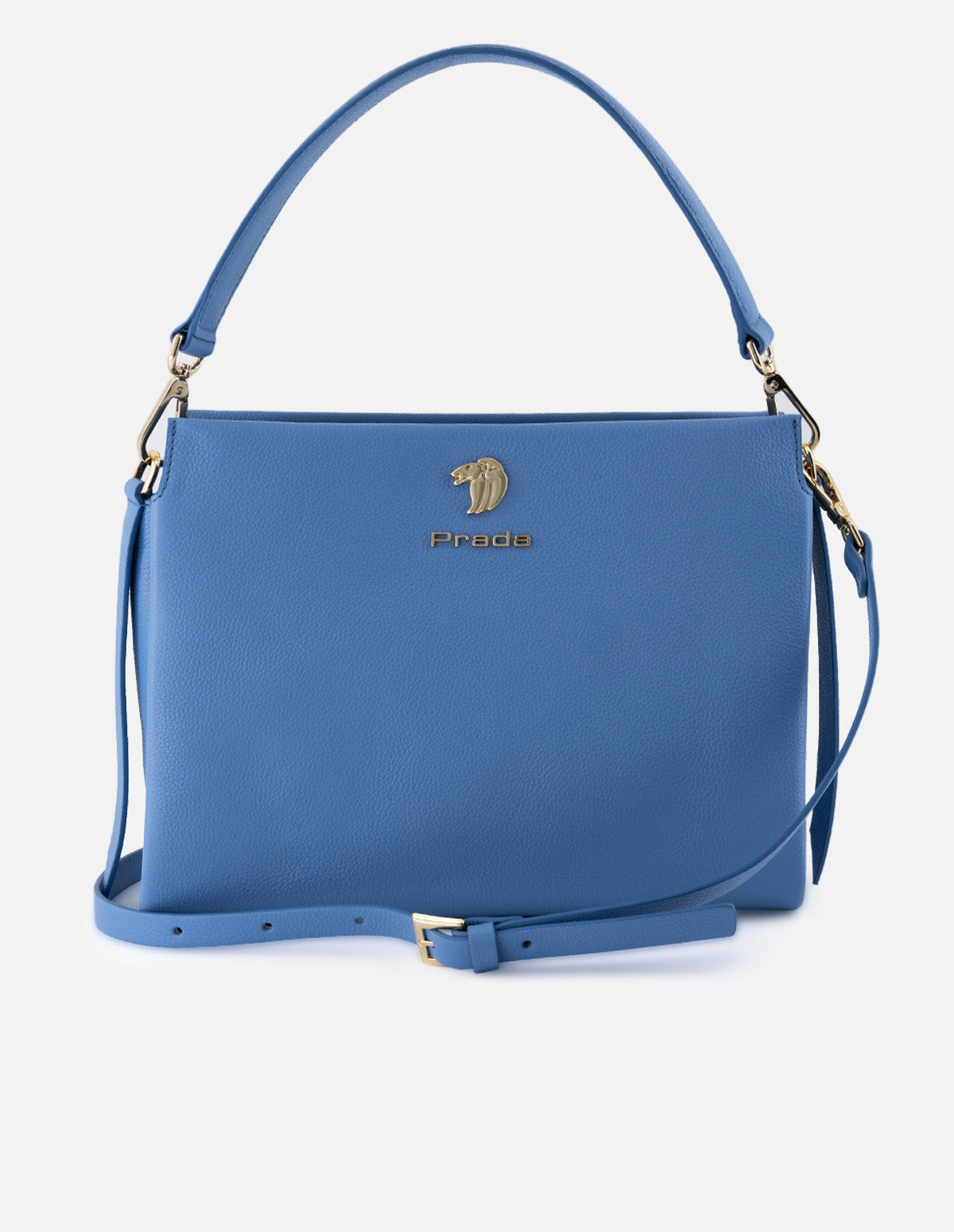 Bolso de hombro de piel para mujer color azul con correa ajustable