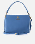 Bolso de hombro de piel para mujer color azul con correa ajustable