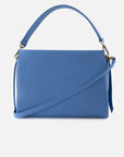 Bolso de hombro de piel para mujer color azul con correa ajustable