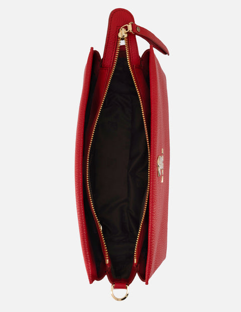 Bolso de hombro de piel para mujer color rojo con correa ajustable
