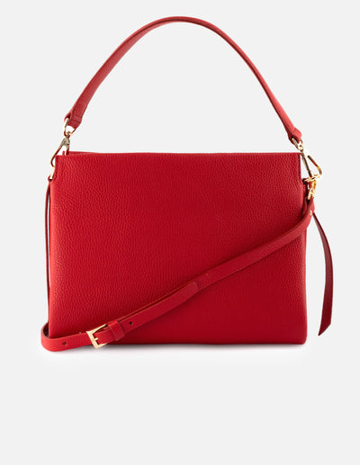Bolso de hombro de piel para mujer color rojo con correa ajustable