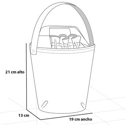 Bolso bucket de piel vegana para mujer color nude y detalles en piel