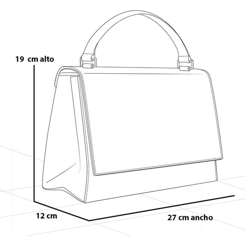 Bolso de mano de piel para mujer color blanco con contraste negro