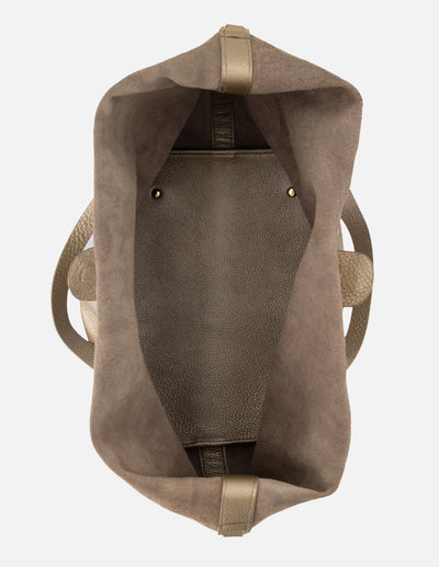 Bolso shopper de piel grabado en color dorado para mujer con correa ajustable