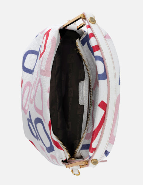 Bolso de mano de piel color rosa para mujer con grabado Prada