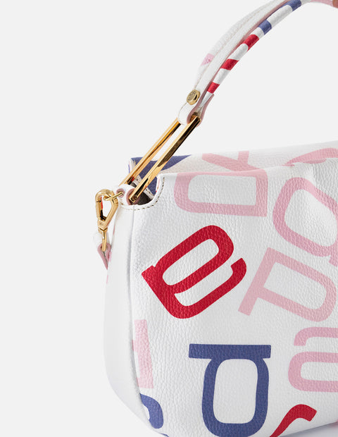 Bolso de mano de piel color rosa para mujer con grabado Prada