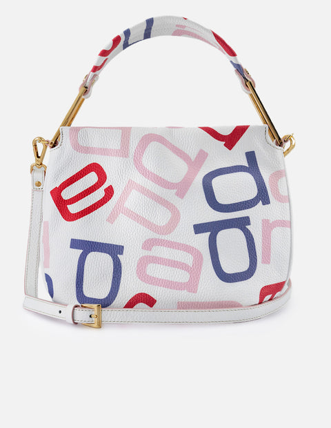 Bolso de mano de piel color rosa para mujer con grabado Prada