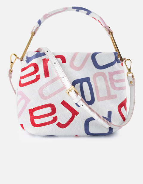 Bolso de mano de piel color rosa para mujer con grabado Prada