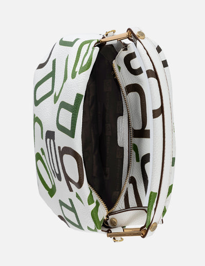 Bolso de mano de piel color verde para mujer con grabado Prada