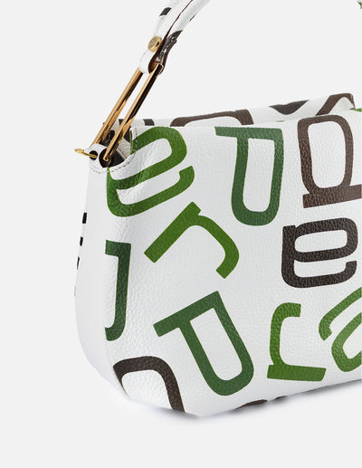 Bolso de mano de piel color verde para mujer con grabado Prada