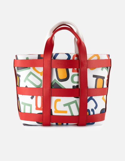 Bolso shopper de piel para mujer multicolor con reja
