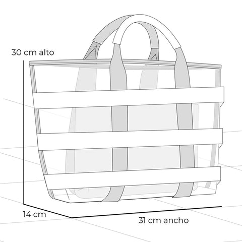 Bolso shopper de textil para mujer color topo con reja