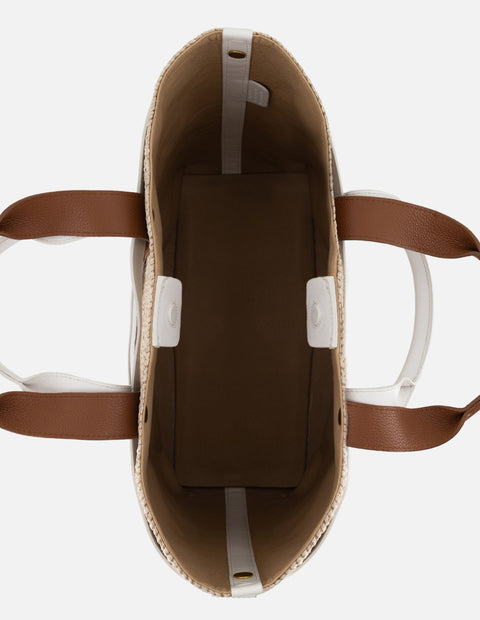 Bolso shopper de textil para mujer color topo con reja