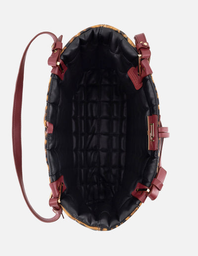 Bolso shopper de piel vegana para mujer con animal print reversible