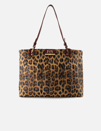 Bolso shopper de piel vegana para mujer con animal print reversible