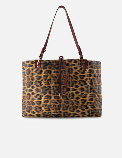 Bolso shopper de piel vegana para mujer con animal print reversible