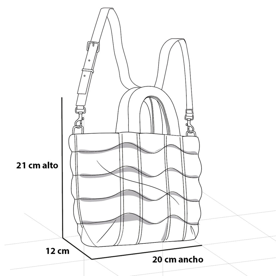 Bolso tote de nylon para mujer color negro con detalles dorados y correa ajustable
