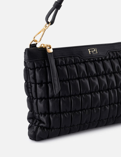 Bolso bandolera de nylon para mujer color negro