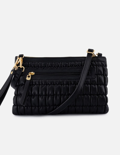 Bolso bandolera de nylon para mujer color negro