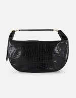 Bolso de hombro color negro de charol para mujer con grabado tipo coco