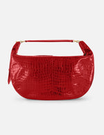 Bolso de hombro color rojo de charol para mujer con grabado tipo coco