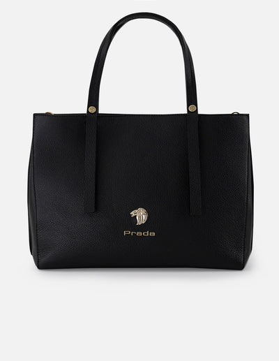 Bolso de hombro color negro piel para mujer con piel bombeada