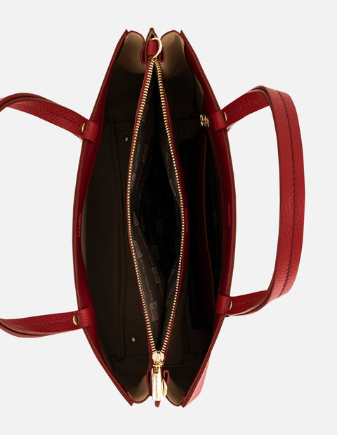 Bolso de hombro color rojo de piel bombeada para  mujer con grabado tipo coco