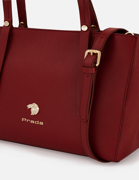 Bolso de hombro color rojo de piel bombeada para  mujer con grabado tipo coco