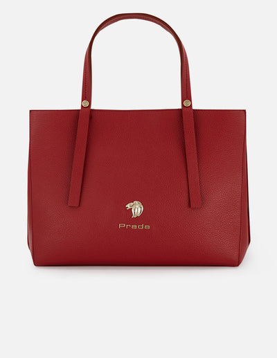 Bolso de hombro color rojo de piel bombeada para  mujer con grabado tipo coco