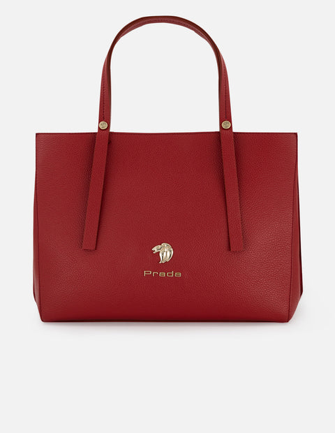 Bolso de hombro color rojo de piel bombeada para  mujer con grabado tipo coco