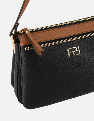 Bolso de hombro color negro piel vegana para mujer con piel bombeada