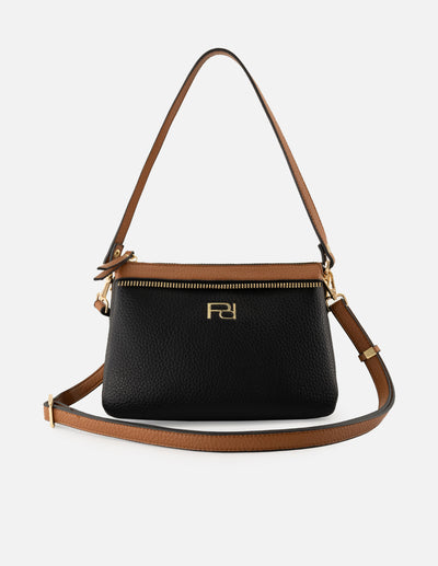 Bolso de hombro color negro piel vegana para mujer con piel bombeada
