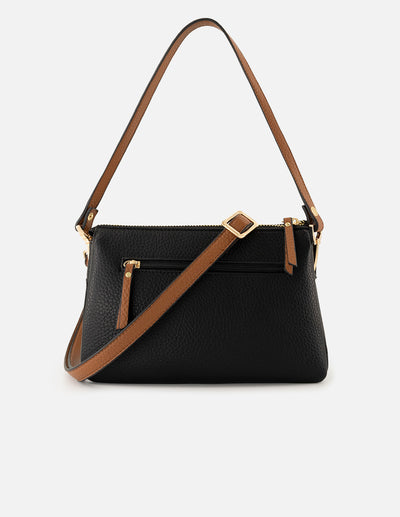 Bolso de hombro color negro piel vegana para mujer con piel bombeada