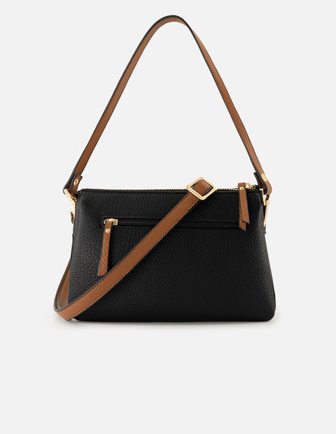 Bolso de hombro color negro piel vegana para mujer con piel bombeada