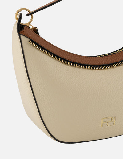 Bolso de hombro color blanco piel vegana para mujer con grabado de piel bombeada