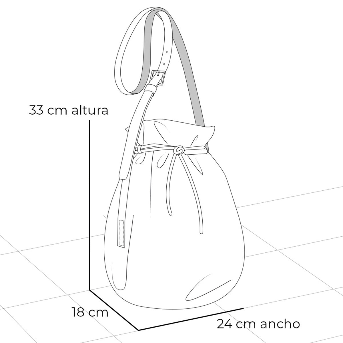 Bolso bucket de piel para mujer color cuero tipo saco
