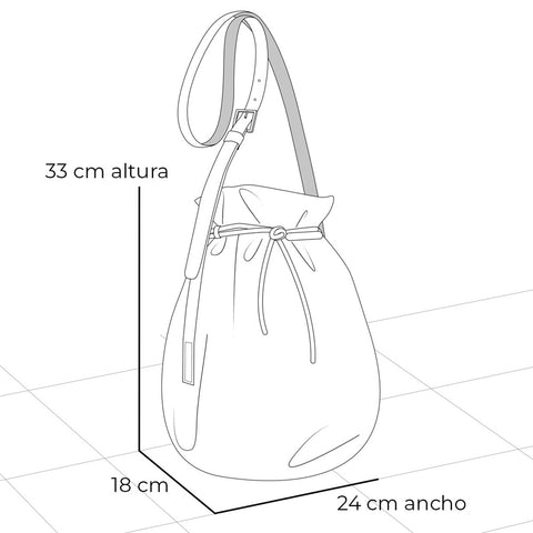 Bolso bucket de piel para mujer color cuero tipo saco