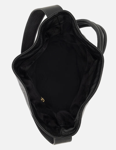 Bolso bucket de piel para mujer color negro tipo saco