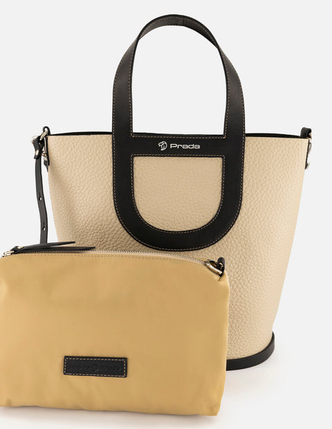 Tote beige piel para mujer con asa y bandolera napa