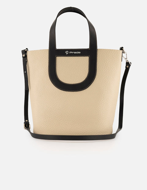 Tote beige piel para mujer con asa y bandolera napa