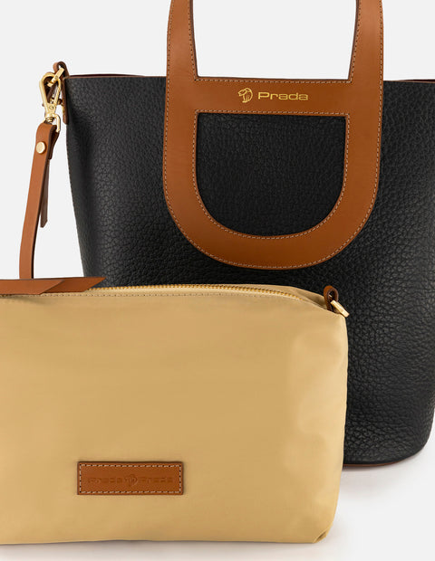 Tote negro piel para mujer con asa y bandolera napa