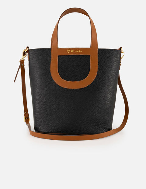 Tote negro piel para mujer con asa y bandolera napa