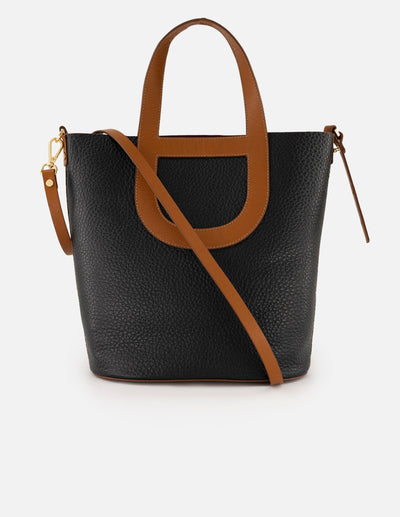 Tote negro piel para mujer con asa y bandolera napa