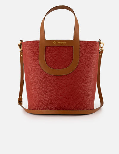 Tote rojo piel para mujer con asa y bandolera napa