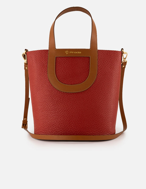 Tote rojo piel para mujer con asa y bandolera napa