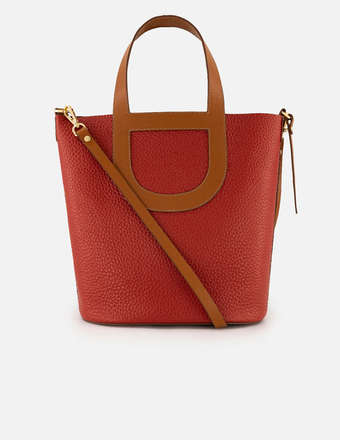Tote rojo piel para mujer con asa y bandolera napa