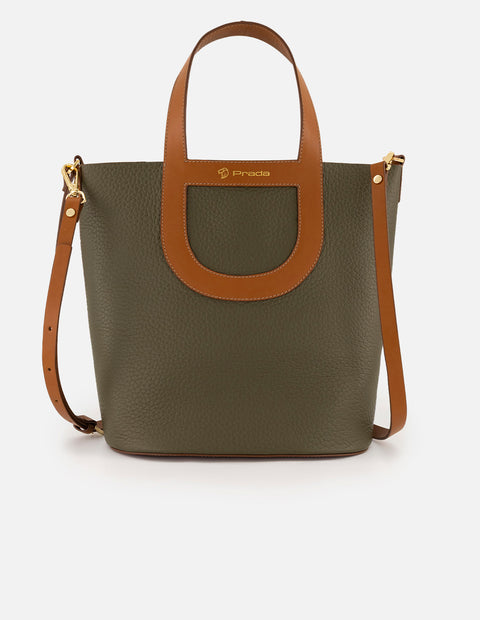 Tote verde piel para mujer con asa y bandolera napa