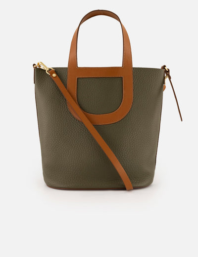 Tote verde piel para mujer con asa y bandolera napa