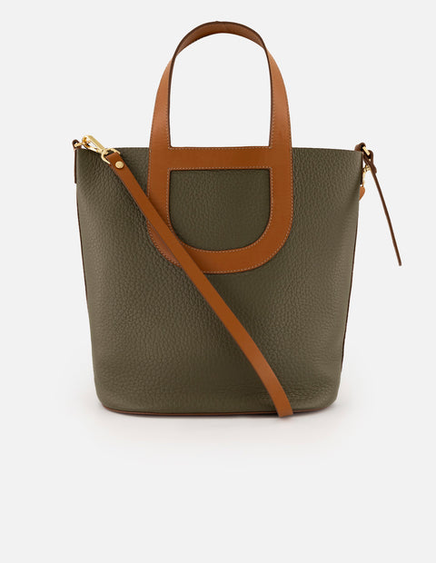 Tote verde piel para mujer con asa y bandolera napa