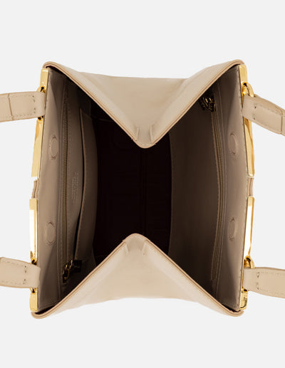 Bolso mano blanco piel para mujer con relieve Pd